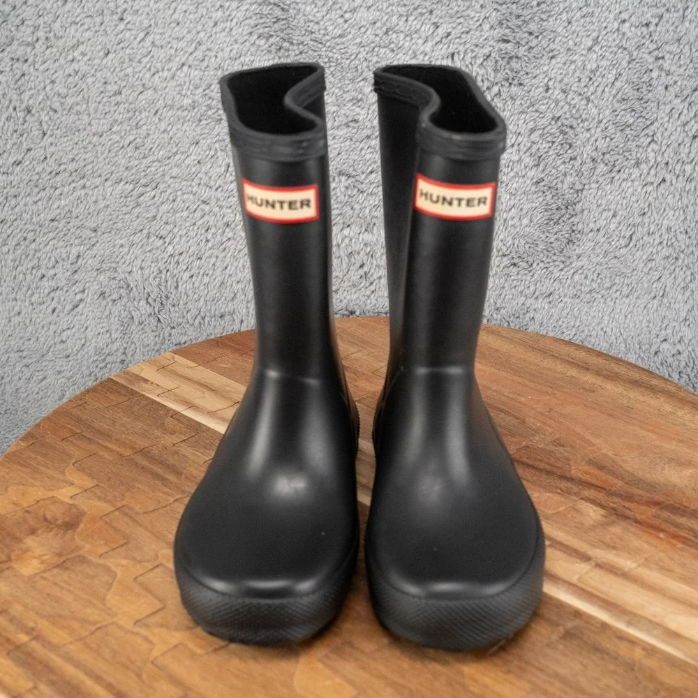 Hunter Kids First Classic‎ Rain Boots Matte Black Waterproof Rubber Size 10B/11G